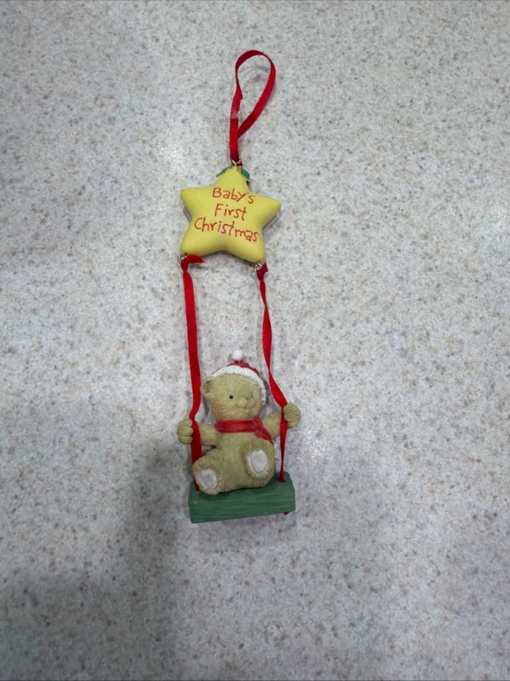 Baby's First Christmas Teddy Ornament - Yellow Star vintage 1990’s